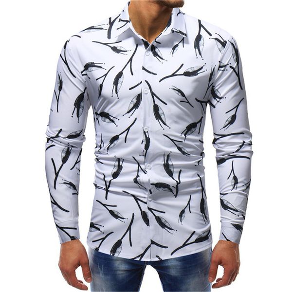 

handsome boys elegant ink painted shirt long sleeve 3xl male casual blouse white black color business man office korean boy