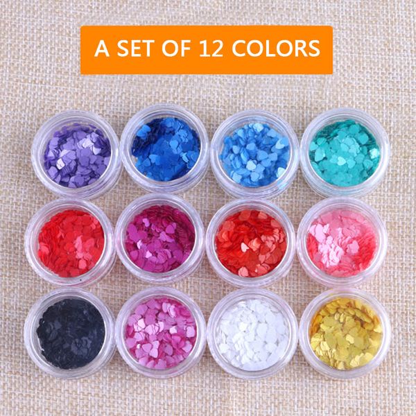 

nail art jewelry multi-color ultra-thin matte heart-shaped sequins nail polish adhesive heart-shaped polish sequins, Black
