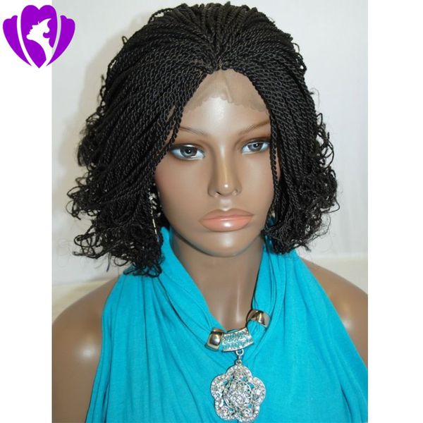 Short Bob Wig Braided Box Braids Wig High Heat Synthetic Fiber