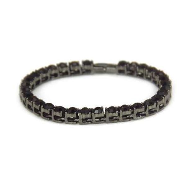 

hip hop bling iced out cubic zirconia bracelet tennis chain bracelets women men 1 row cz link chain jewelry gold, Black