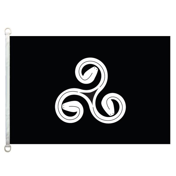

good flag]bretagne triskell triserpent flags banner 3x5ft-90x150cm 100% polyester country flags, 110gsm warp knitted fabric outdoor flag