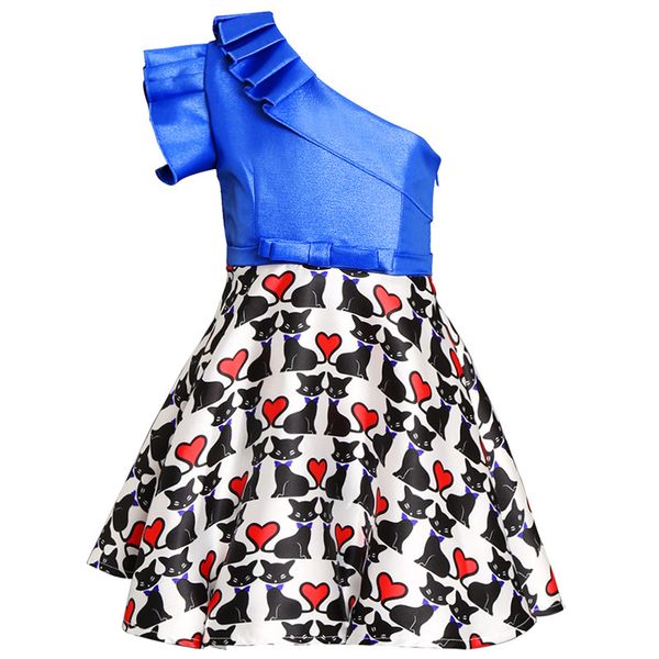 

baby girl dresses kids halloween costumes off shoulder printed love hearts girls princess dress tutu party dress elegant ruffled collar, Red;yellow