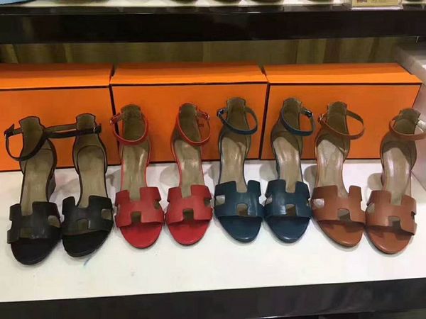 

2018 genuine leather luxury cla ic fa hion comfortable lope heel women andal ize 34 41 high heel 7cm