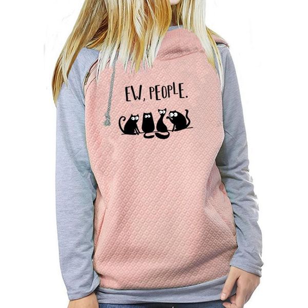 

2018 new fashion ew people print sweatshirts hoodies women pockets casual funny youth and for cropped, Black