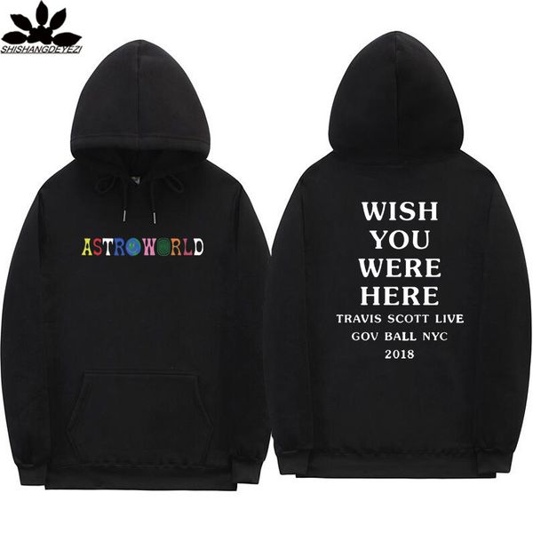 

travis scott world tour sweatshirt astroworld letters print pullover fleece warm hip pop hoodies ing, Black