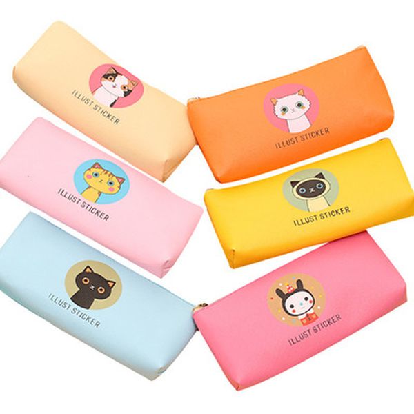 Acheter Kawaii Papeterie Dessin Animé Mignon Chat Famille Stylo Sac Grande Capacité Creative Crayon Cas école Fournitures De Bureau Sac Coréen De