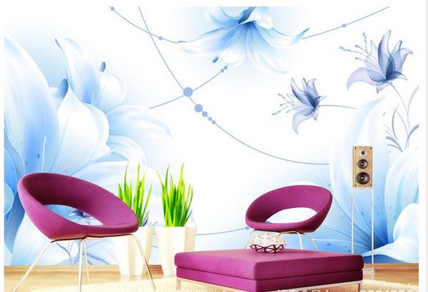 

wallpapers for living room beautiful blue dream flower flower tv background wall decoration painting