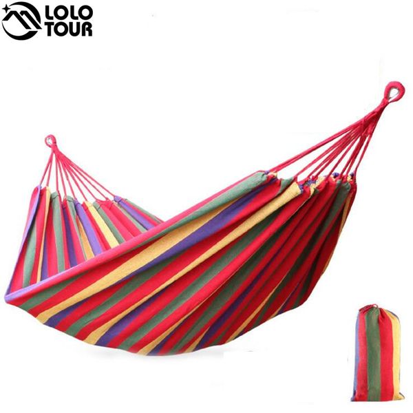 

240*150cm 2 person hammock hamac outdoor leisure bed hanging bed double sleeping canvas swing hammock camping hunting 3 color