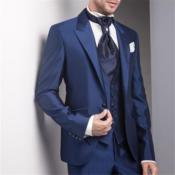 

2018 latest design blue wedding groom men suit 3pieces(jacket+pant+vest+tie) terno bespoke slim notch lapel custom made blazer, White;black