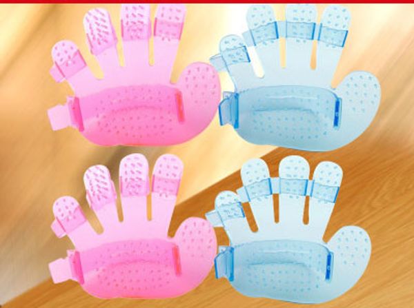 

2018 wholesale pet dog cat grooming shower bath massage brush comb hand shaped glove five fingers pet clean comb massage color random