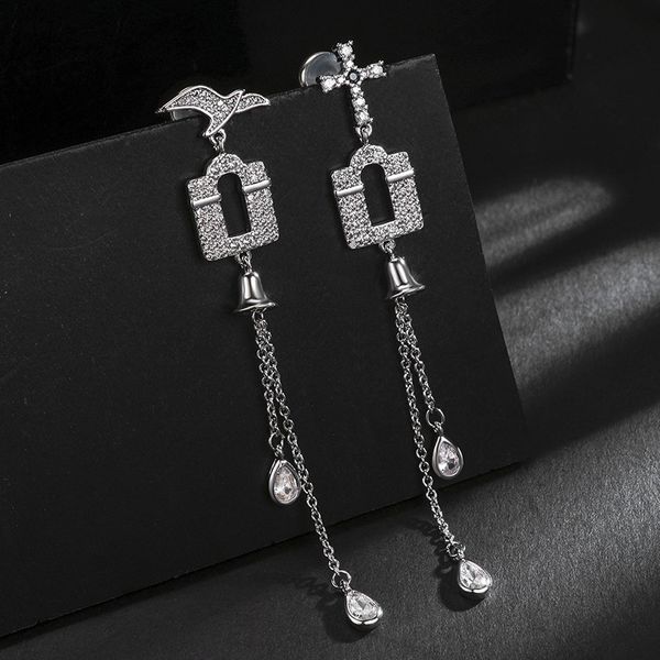 

fashion jewelry women long earrings 925 sterling silver needle personality tassel earring female 2018 new, Golden;silver