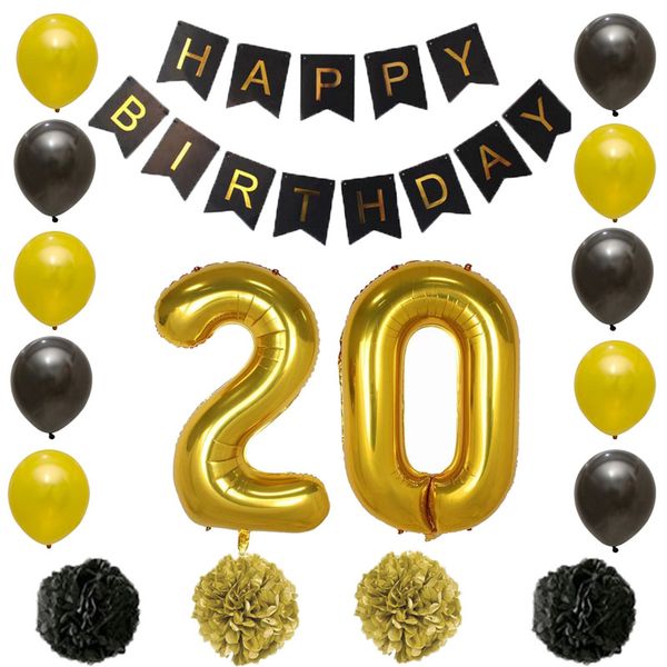 1 18 20 30 40 50 60 Years Old Happy Birthday Paper Banner Gold