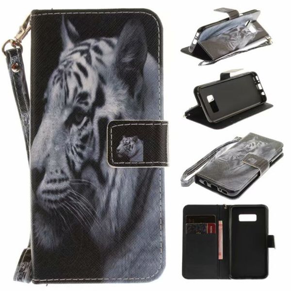 

flip wallet case for samsung galaxy s8 cases coque animal wolf owl tiger lion painted pu leather phone bags accessories cover