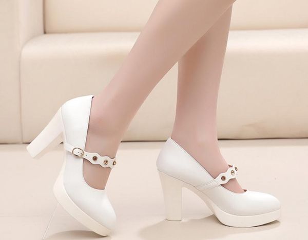 

send 2018 new style pointed end shallow mouth high heel coarse heel waterproof table water drill women shoes, Black