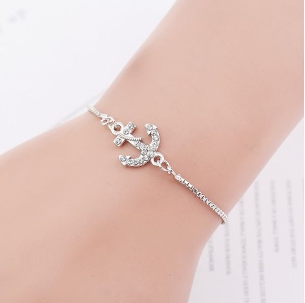 

stylish expandable bracelets full rhinestoned personality silver plated extendable link chain bracelets, Black