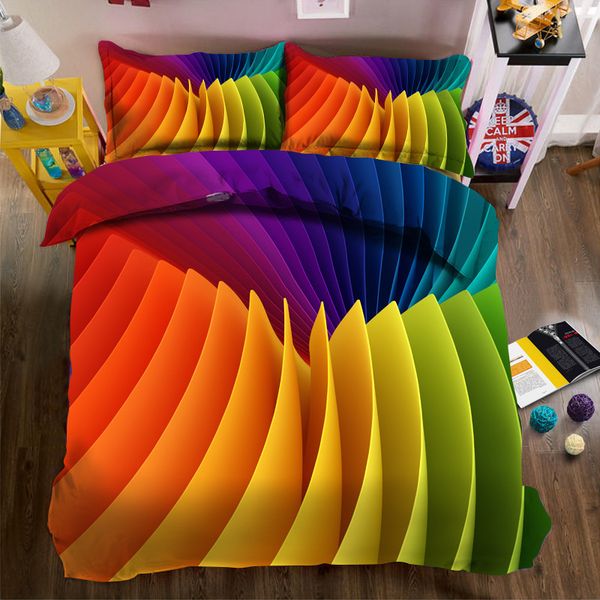3d Coloful Bedding Bed Sheet Set Bedclothes Super King Duvet Cover