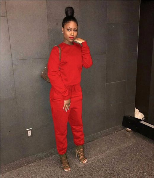 

women long sleeve jumpsuit o-neck romper elegant fashion skinny jumpsuit pullover zipper comfortable clubwear s4, White;red