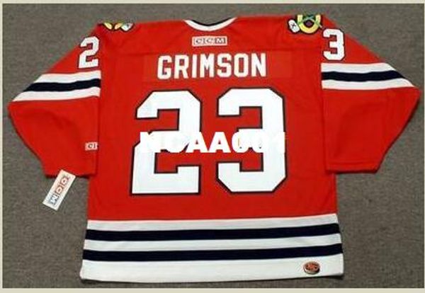 

mens #23 stu grimson chicago blackhawks 1991 ccm hockey jersey or custom any name or number retro jersey, Black;red