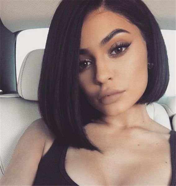 Layered Human Hair Short Bob Wig For Black Women Glueless Lace