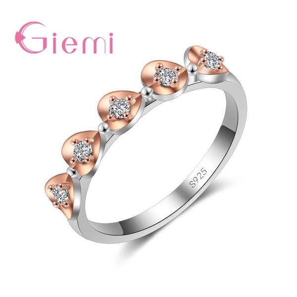 

giemi modern shiny rings clear wedding & engagement jewelry made with cubic zirconia rose gold 925 sterling silver crystal