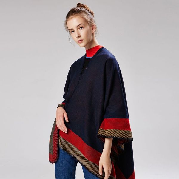 

aorrs073 new jacquard frame geometric warm shawl manufacturers sell autumn and winter scarf lengthened and thickened cloak