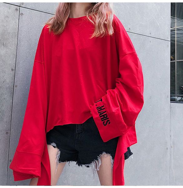 

kymakutu корейский твердые отверстия письмо женщины толстовка 2018 новая осень с капюшоном тонкий feminino топы o шеи полный рукав толстовки, Black