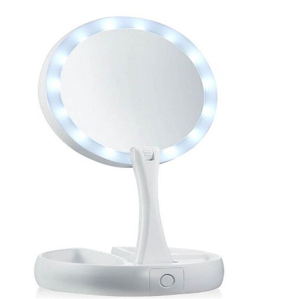 New My Fold Away Led Makeup Mirror Double Sided Rotation Folding Usb Lighted Vanity Touch Screen Portable Tabletop Lamp Shaving Dressing