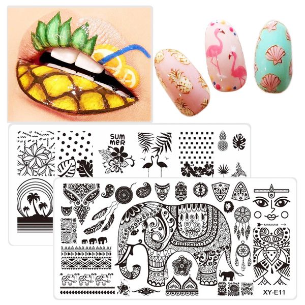 

1pcs прямоугольник nail art stamp шаблон цветочного flamingo image plate geometry halloween pattern трафарет инструмент для маникюра jixye01, White