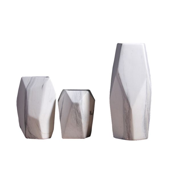 Nordic Marmor Keramik Vase Unregelmäßige Geometrische Form Blume Arragement Moderne Dekoration Handwerk Herzstück für Home Restaurant