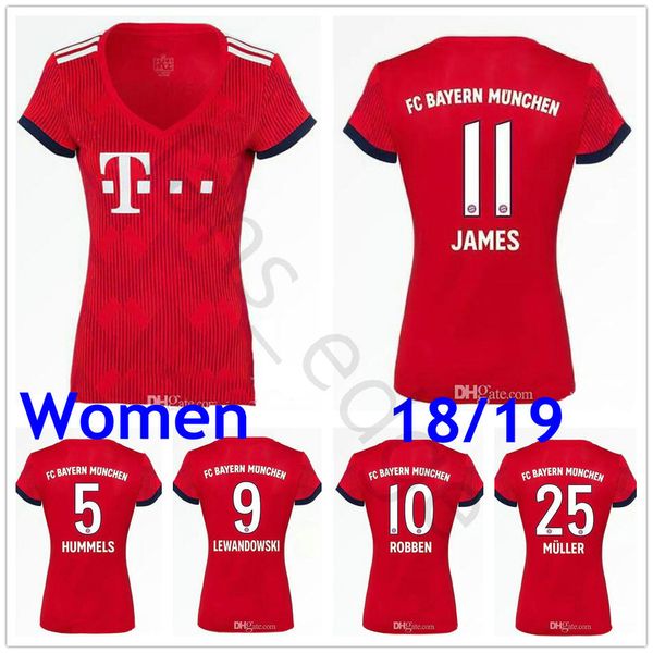 

Women Bayern Soccer Jerseys KIMMICH TOLISSO ALABA JAMES LEWANDOWSKI ROBBEN MULLER BOATENG VIDAL Munich Custom Ladies Girls Football Shirts