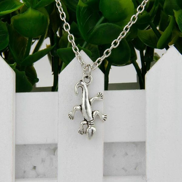 

2018 горячие античное серебро геккон ящерица очарование амулет кулон ключицы короткое ожерелье творчество женщины ювелирные изделия выводы д, Silver