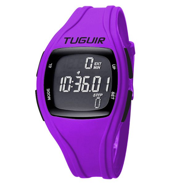 

casual men's, girls and chirld digital round rubber steps sport waterproof wristwatches relogio digital watch, Slivery;brown