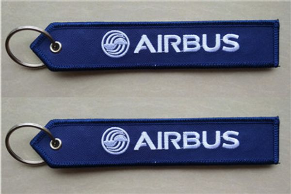 A aviação da tela do logotipo de Airbus bordou keyrings da corrente chave 13 x lote de 2.8cm 100pcs