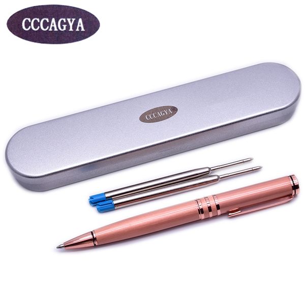 

cccagya c013 copper rotating metal ballpoint pen rose gold color ball pen commercial gift stationery office & school, Blue;orange