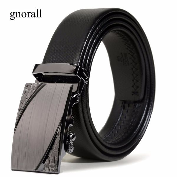 

gnorall men's holeless comfort solid leather belt with automatic buckle 35mm width easy trim to fit, Black;brown