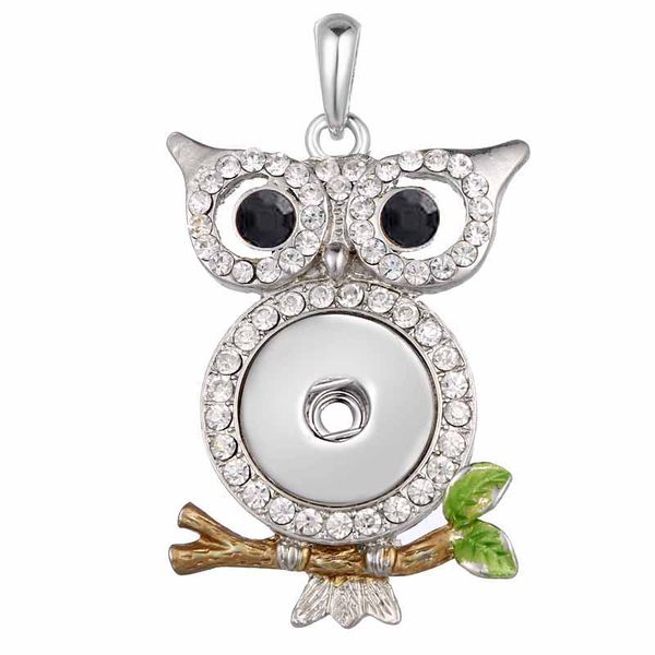 

interchangeable owl ginger 298 fit 18mm snap button crystal pendant necklace jewelry charm jewelry for women gift, Silver