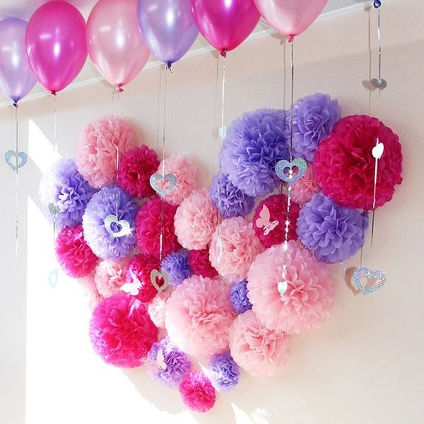 

love heart shape paple garlands wedding party decoration diy banner full flower baby shower for party diy material