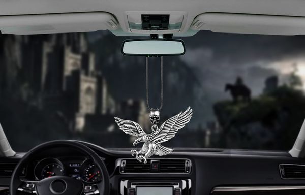 Metal Vintage Punk Eagle Car Interior Decoration Pendant Auto Rearview Mirror Charms Hawk Decor Hanging Ornaments Accessories Interior Of A Car