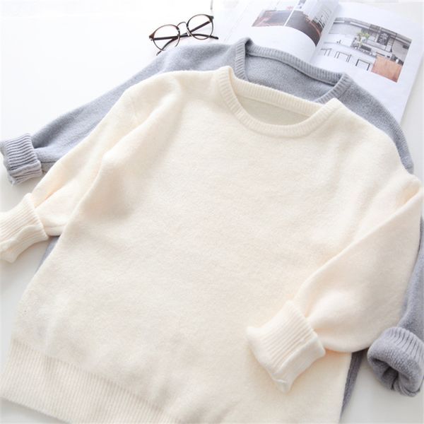 

2018 new autumn winter sweater pullovers women solid long sleeve knitted sweaters female o-neck basic knitwear short ab977, White;black