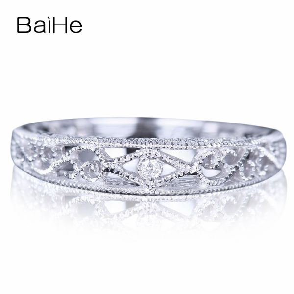 

baihe sterling silver 925 0.005ct certified h/si round cut 100% genuine natural diamonds wedding women trendy fine jewelry ring, Golden;silver