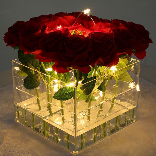 

new arrival acrylic rose box cosmetic box with removable lid nice gift packaging for flowers