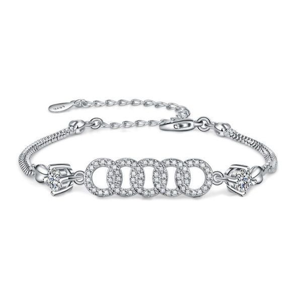 

5pcs luckyshine 5 circle surround bracelets white cubic zirconia platinum plated fashion popular fasten women engagement wedding bracelets, Black
