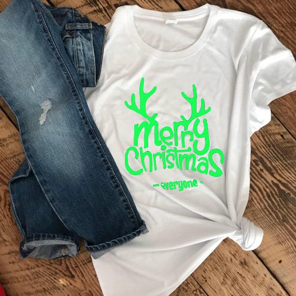 

merry christmas everyone t-shirt casual women's christmas graphic gift stylish cotton deer camisetas drop ship, White