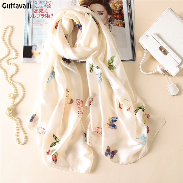 

guttavalli women fashion silk imitation long animal shawl vintage summer female loyal butterfly scarf bohemia silk-like scarves, Blue;gray