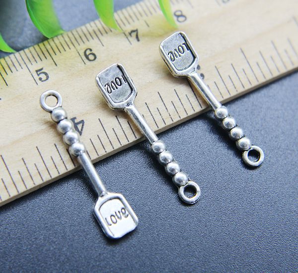 Toptan 100 adet Mini Aşk Kürek Retro Antik Gümüş Alaşım Charm Kolye Takı Bulguları Takı Yapımı DIY Hediye 30 * 6mm