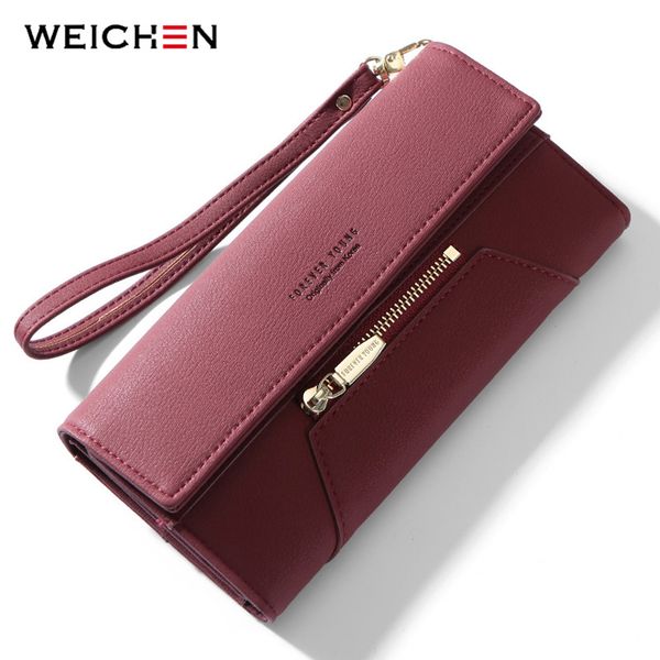 

weichen wristband clutch wallet women many departments female wallet zipper designer ladies purse handbag coin cell phone pocket, Red;black