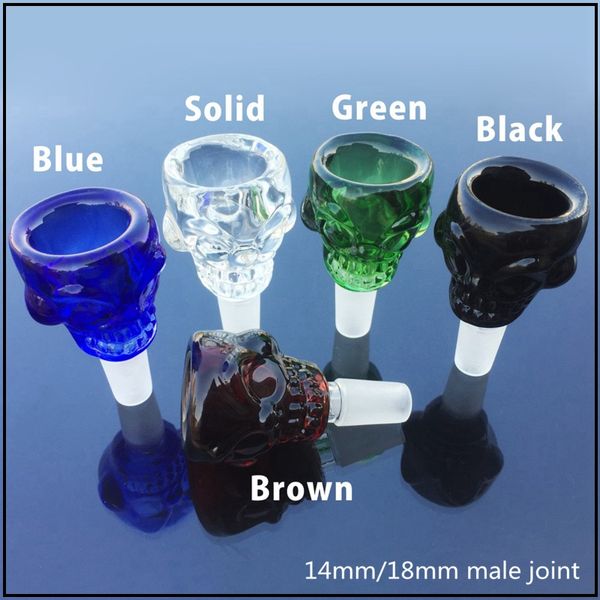 Cam Çanaklar İçin Bongs Kafatası Tasarım 14mm 18mm kase Piece Bong Bowl Cam Bong Waterpipes Petrol Platformlar Sigara Aksesuarları