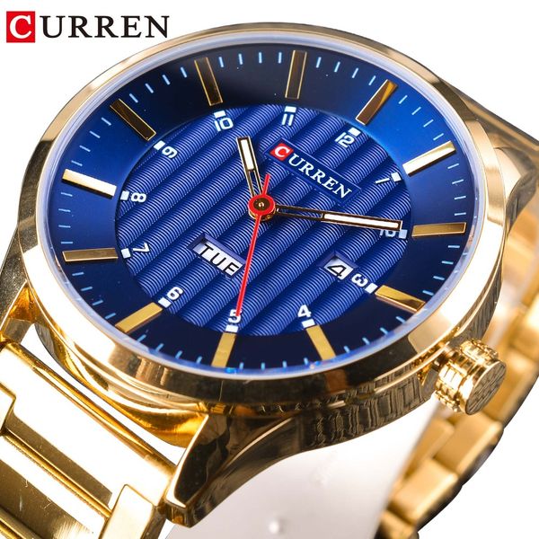 

curren blue sky golden stainless steel design men business quartz mens wrist watches male clock, Slivery;brown