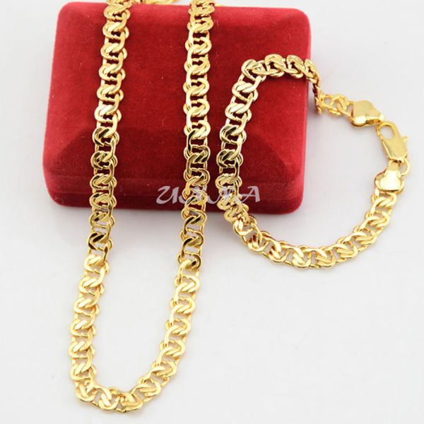 

gold sets mens womens 8mm gold color filled bracelets necklace set jewelry un005010601 (no red box, Silver