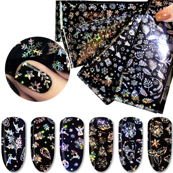 

4pcs christmas snowflake nail art stickers nail foils christmas winter art transfer foil sticker paper craft decoration, Black
